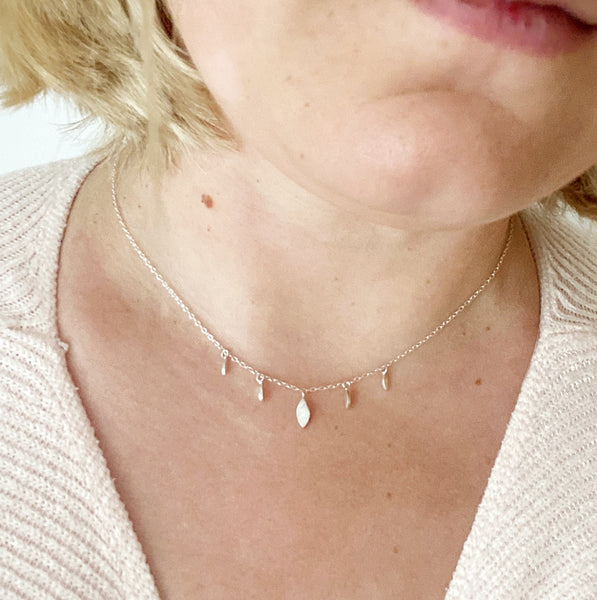 Silver Falling Leaves Necklace