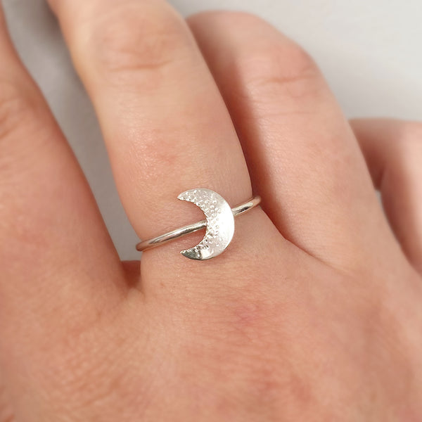 Silver moon ring