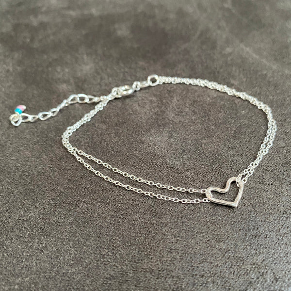 cicee hammered heart double strand bracelet