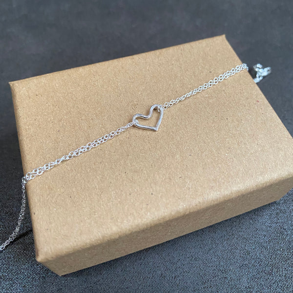 cicee hammered heart double strand bracelet