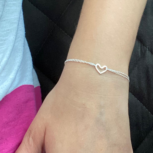 cicee hammered heart double strand bracelet