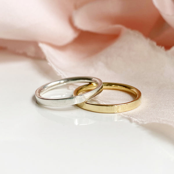 Slim D shape wedding band