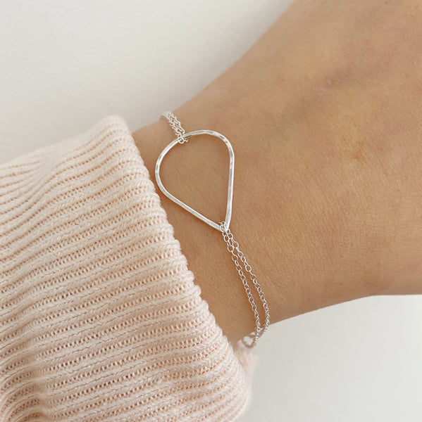 Hammered silver teardrop bracelet