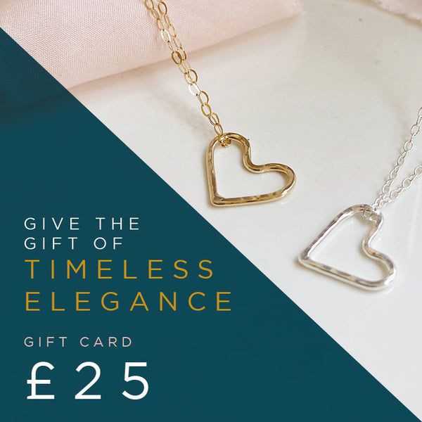 Cicee handmade jewellery gift card 10 gold and silver heart neckalce
