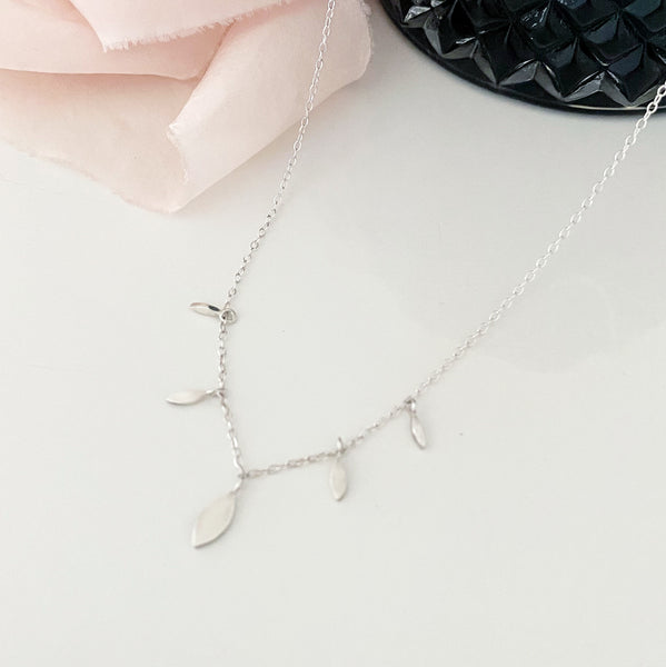 Silver Falling Leaves Necklace