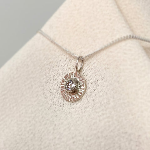 Silver and moissanite sun necklace