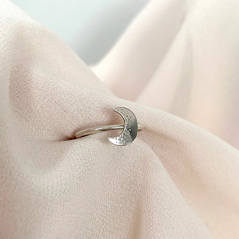 Silver moon ring