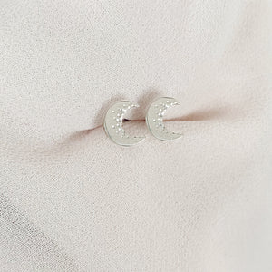 Silver moon stud earrings