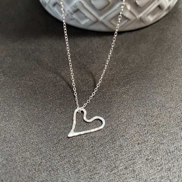 Cicee hammered eco silver heart necklace