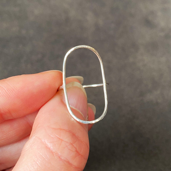 Hammered large oval ring