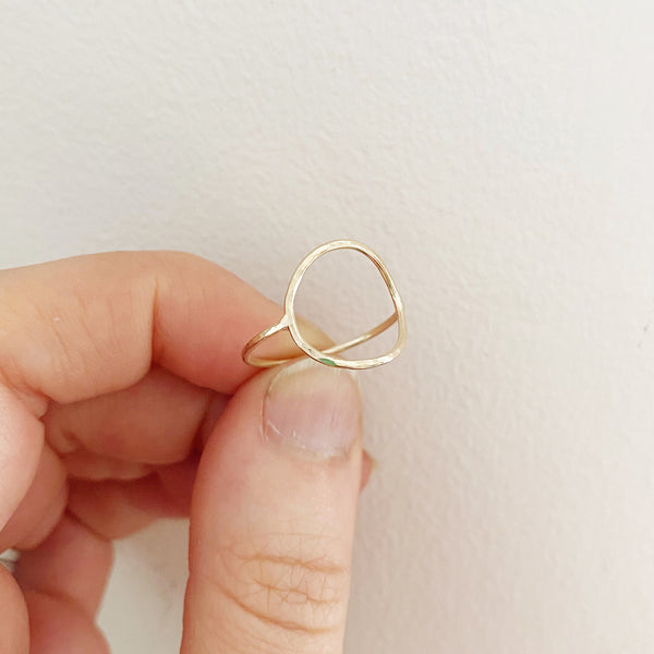 Hammered circle ring in 9ct gold