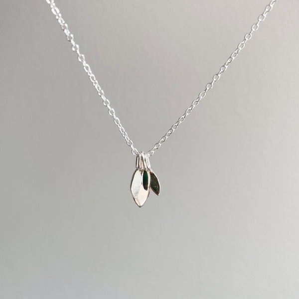 Silver leaf cluster necklace