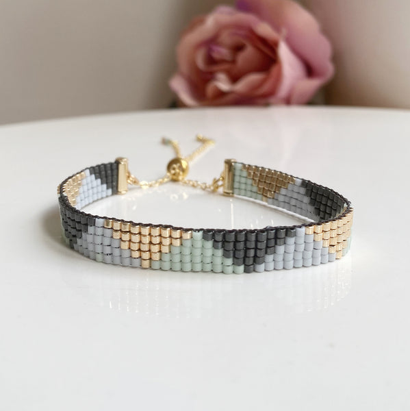 Cicee fresh glamour bead bracelet mint green gold and grey miyuki beads