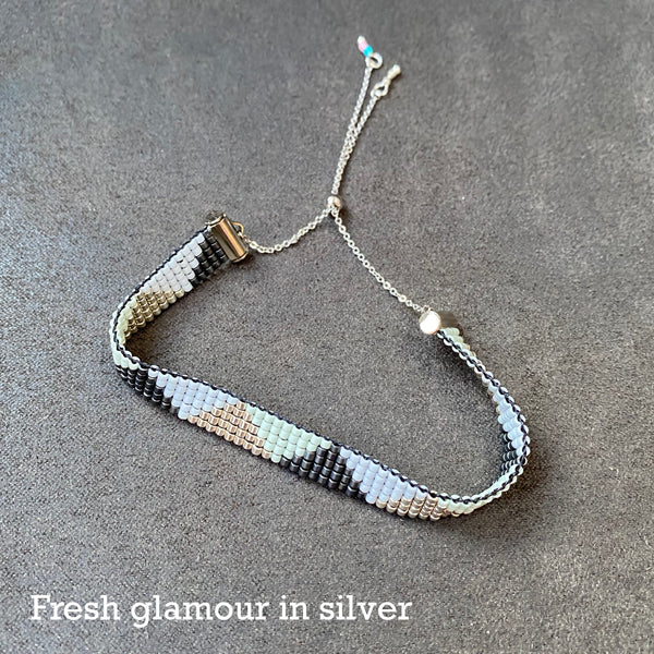 Cicee woven bead bracelet in fresh glamour silver