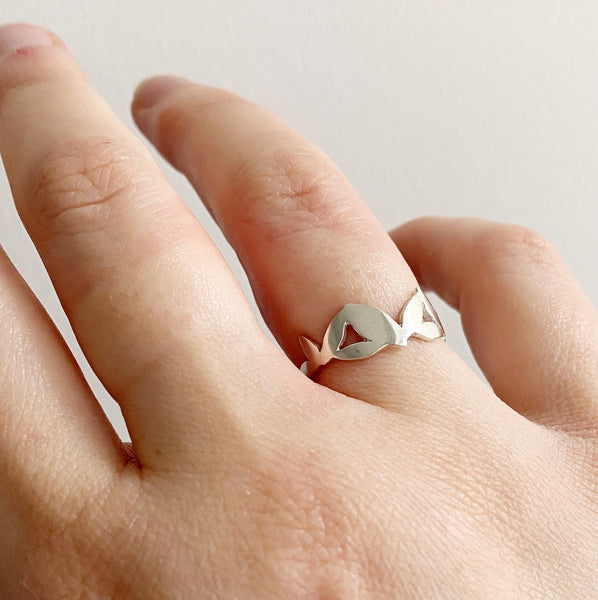 Silver Leaf Band Ring